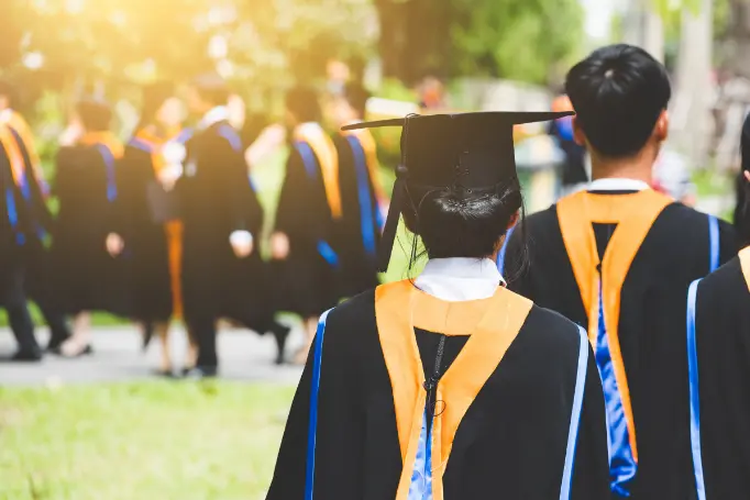 Graduating students waiting in line