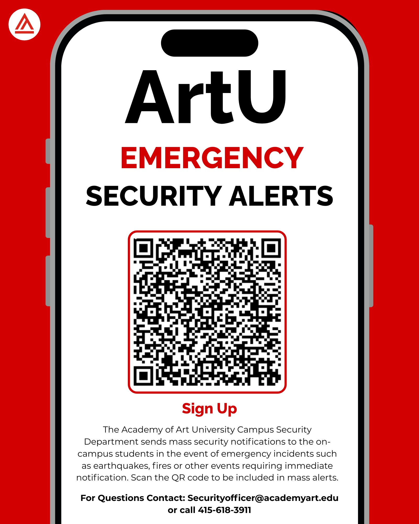 Campus Safety Alerts QR Code for Faculty/Staff