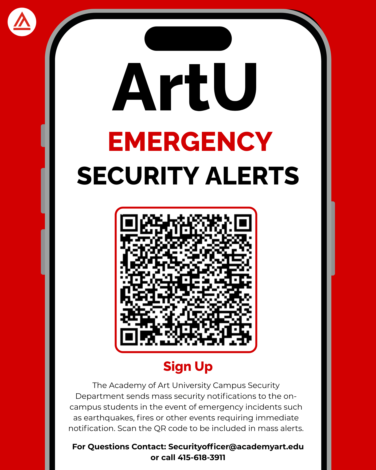 Campus Safety Alerts QR Code for Students