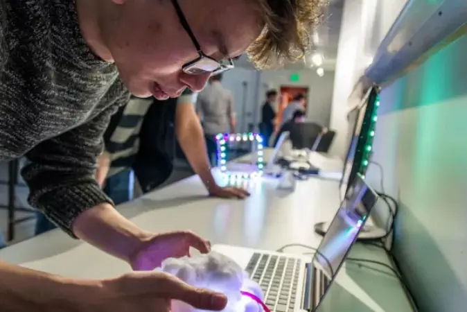 Student working on computer project